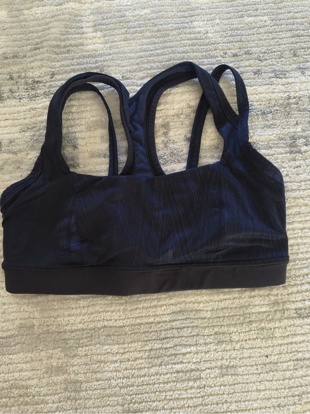 Lululemon Sports Bra Size 6 Black Navy Strappy Racerback Yoga